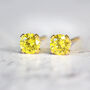 Yellow Crystal Stud Earrings In Gold Or Silver, thumbnail 1 of 10
