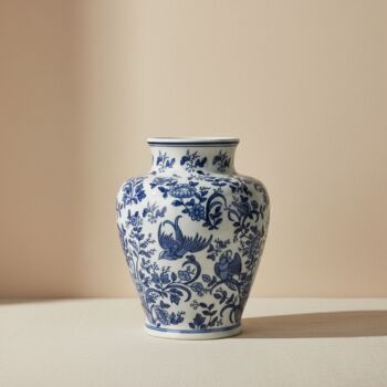 Ginger Jar Pot And Vase Fryske White Blue Porcelain, 4 of 5