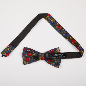 Mens Green And Red Floral Bow Tie, 8 of 8