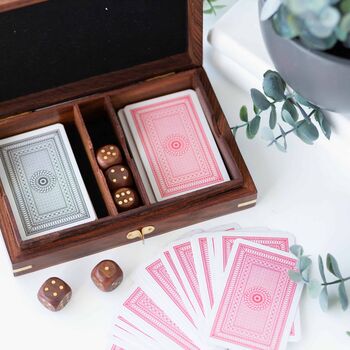 Personalised Wooden Card And Dice Game Set, 2 of 8