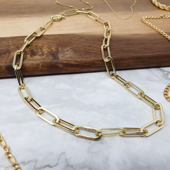 18k Gold Plated Paperclip Necklace, 2 of 6
