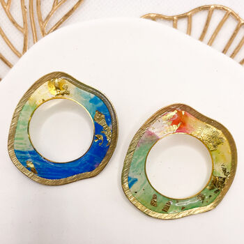 Multicolour Abstract Statement Stud 80's Earrings, 3 of 9