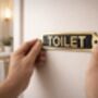 Traditional Brass Toilet Door Plaque With Black Finish, thumbnail 6 of 7