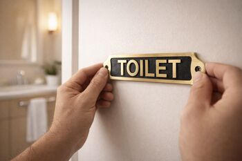 Traditional Brass Toilet Door Plaque With Black Finish, 6 of 7