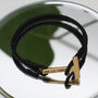 Men's Personalised Gold T Bar Leather Bracelet, thumbnail 1 of 4