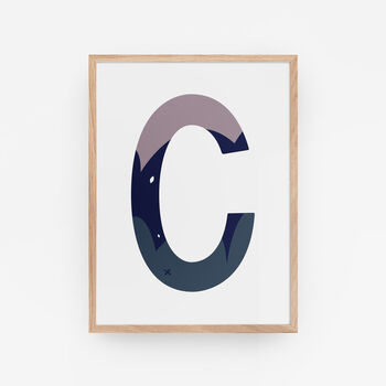 Purple And Blue Personalised Initial Letter Art Print, 10 of 12