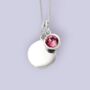 Genuine Pink Tourmaline Cz Necklace In Sterling Silver, thumbnail 1 of 12