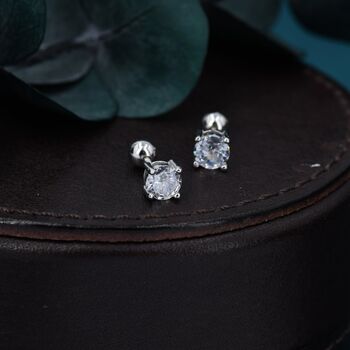 Cz Crystal Screw Back Earrings, 3 of 12