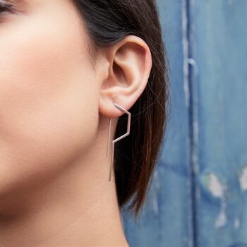 Sterling Silver Angular Minimalist Drop Earring, 2 of 8