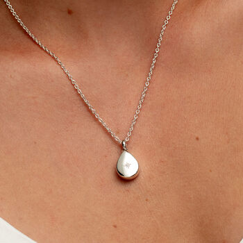 Diamond Teardrop Urn Necklace 925 Silver, 4 of 9