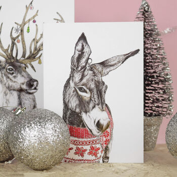 'Santa's Helper' Donkey Christmas Card, 2 of 4