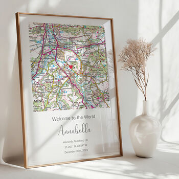 Welcome To The World Ordnance Survey Landranger Personalised Map Print New Baby Gift, 3 of 12