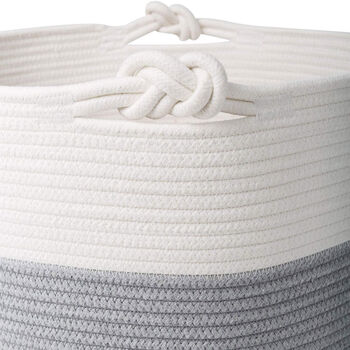 Cotton Rope Grey Basket Toy Blanket Nursery Storage Bin, 3 of 4