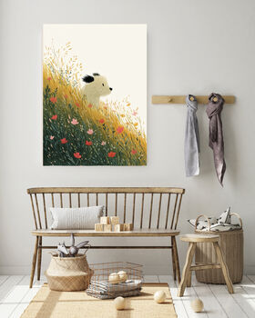 Dog Running Though The Meadow Art Print, 4 of 4