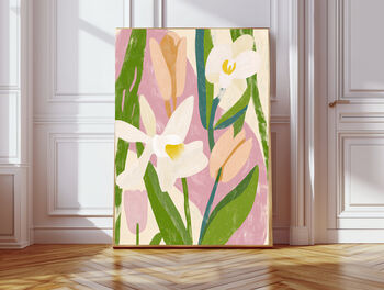 Set Of Two Floral Pastel Flower Art Prints, 4 of 4