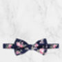 Wedding Handmade Cotton Floral Print Tie In Navy Blue, thumbnail 7 of 8