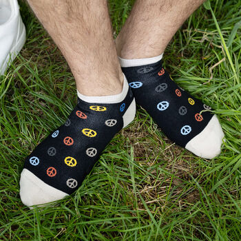 Peace Black And Lux Taylor Yellow Men's Trainer Socks, 4 of 6