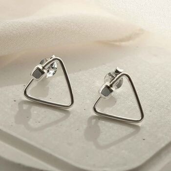 Sterling Silver Triangle Studs, 3 of 7