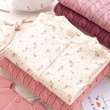 Blush Pink Baby Girls Floral Cluster Gift Set, 2 of 12