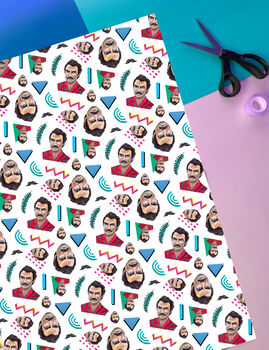 Tom Selleck Wrapping Paper – 80s Magnum Inspired Funny Gift Wrap, 2 of 11