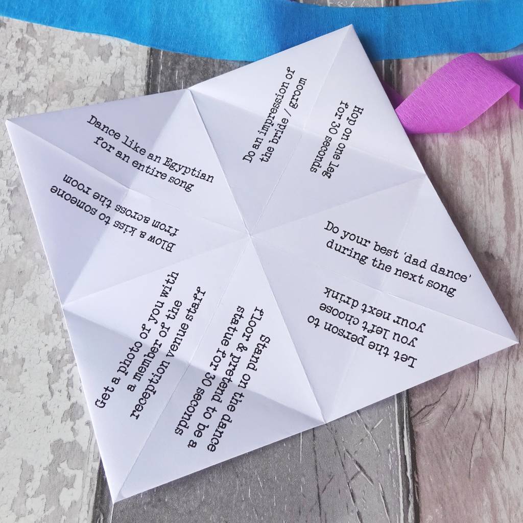 Personalised Wedding Game Fortune Tellers By Southside Pinatas ...