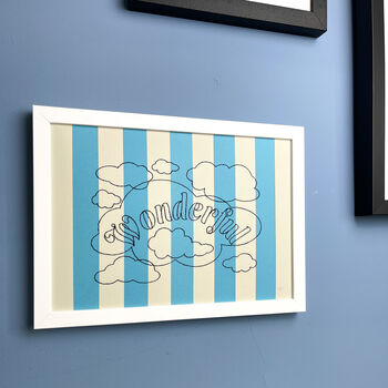 'Wonderful' Hand Embroidered Striped Artwork, 3 of 6