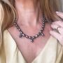 Heathered Peacock Silver Pearl Necklace, thumbnail 8 of 10