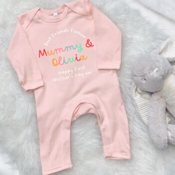 First Mother's Day Best Friends Forever Personalised Babygrow, 7 of 9