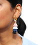 Triple Layer Tassel Earrings In Pink And Blue, thumbnail 1 of 5