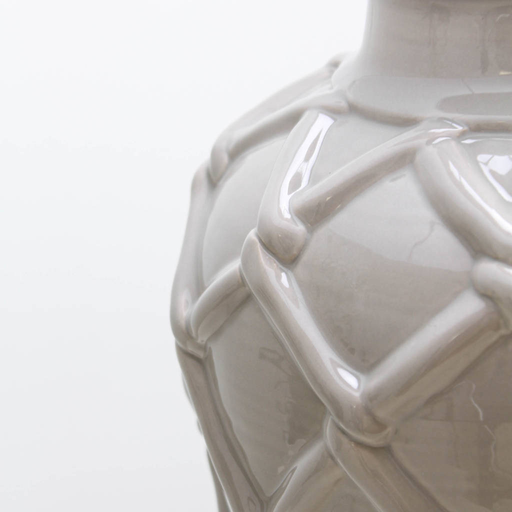 taupe grey ceramic textured table lamp by marquis & dawe