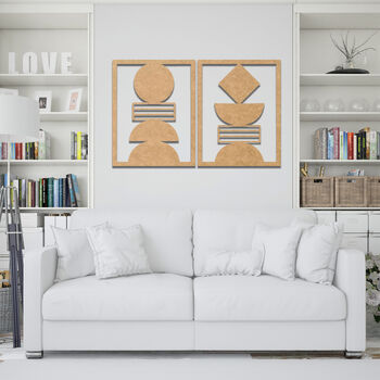 Minimalist Geometric Wooden Wall Art Abstract Duo, 6 of 12
