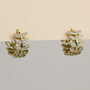 Gold Crystal Leaf Vine Hoop Earrings, thumbnail 1 of 3