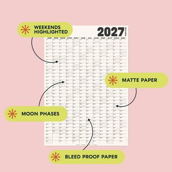 2027 Large A1 Wall Planner | Portrait | Black And White, 2 of 4