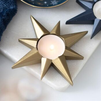 Navy Star Tealight Candle Holder, 3 of 4