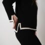 O Neck Black Full Sleeve Loose Knitted Co Ord Set, thumbnail 6 of 7