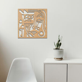 Cubist Geometric Face Wooden Art Abstract Wall Portrait, 5 of 8