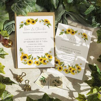 Sunflowers Flat Wedding Invitations, 3 of 7