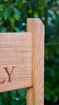 Small Double Post Engraved Oak House Sign, 3 of 3