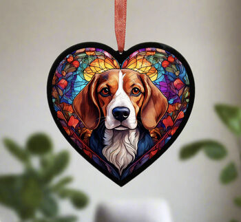 Beagle Stained Glass Effect Heart Suncatcher, 2 of 6