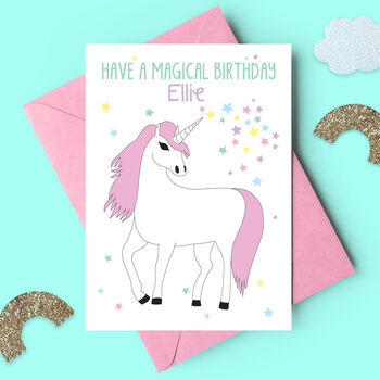 Unicorn Personalised Birthday Card, 2 of 3