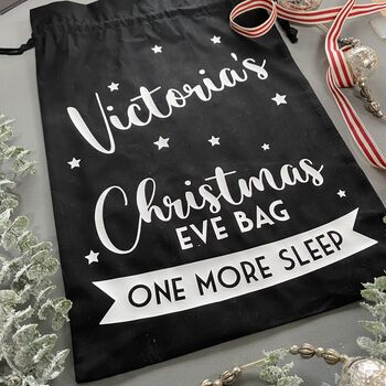 Personalised Christmas Eve Bag Natural With Black, 12 of 12