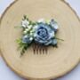 Dusty Blue And White Flower Hair Comb, thumbnail 2 of 4