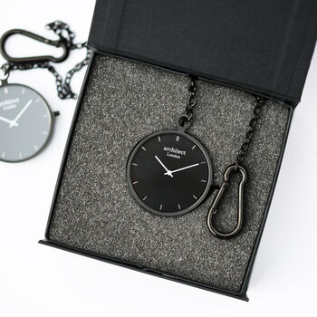 Modern Pocket Watch In Black With Your Own Handwriting, 3 of 6