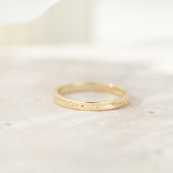 Star Engraved Ring Band In Solid Gold, 2 of 7