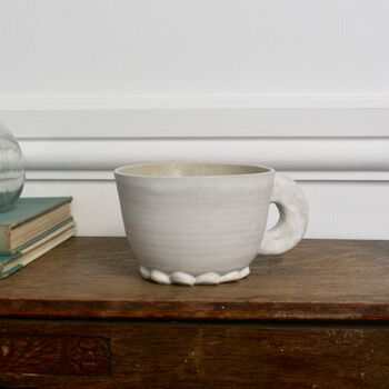 Ceramic Chubby Handle Mug In White, 3 of 4
