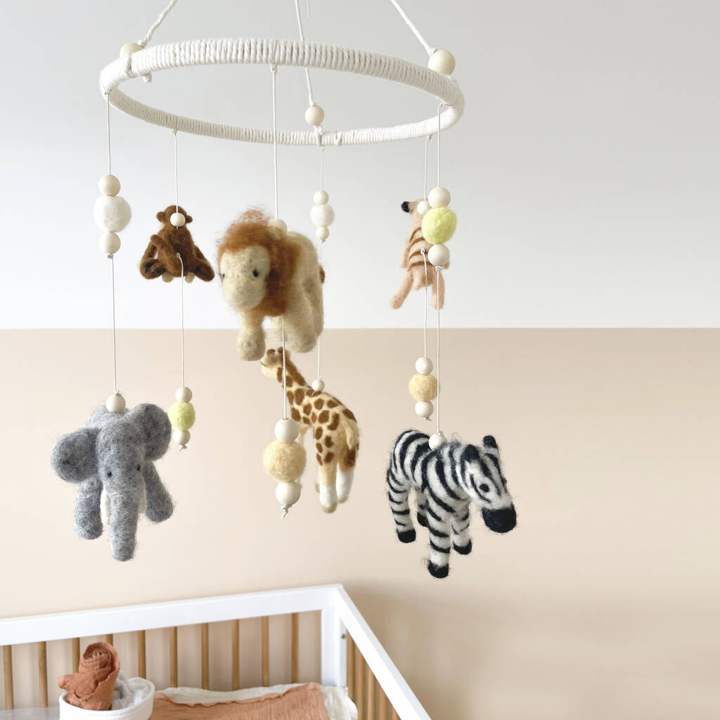 Safari Animals Handmade Cot Mobile By Cows & Kisses