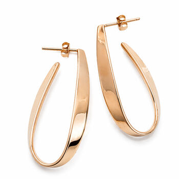 Ribbon Teardrop Curved Sterling Silver Hoop Earrings, 11 of 11