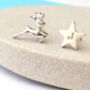 Sterling Silver Reindeer And Initial Star Mismatched Earrings, thumbnail 8 of 8