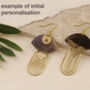 Personalised Art Deco Acrylic And Brass Earrings, thumbnail 3 of 11