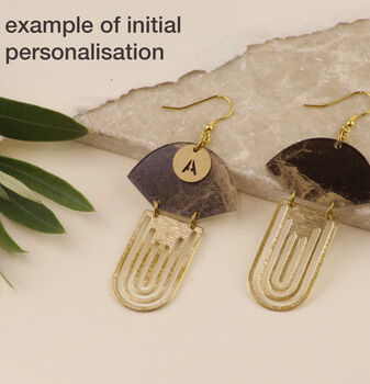 Personalised Art Deco Acrylic And Brass Earrings, 3 of 11